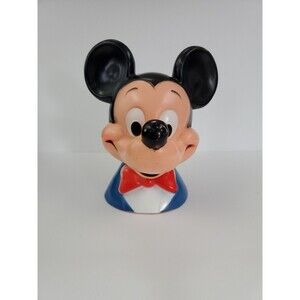 Vintage Disney Mickey Mouse Head Bank Piggy Bank Coin Bank Rare Plastic 1971